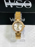 Women premium diamond gold white watch