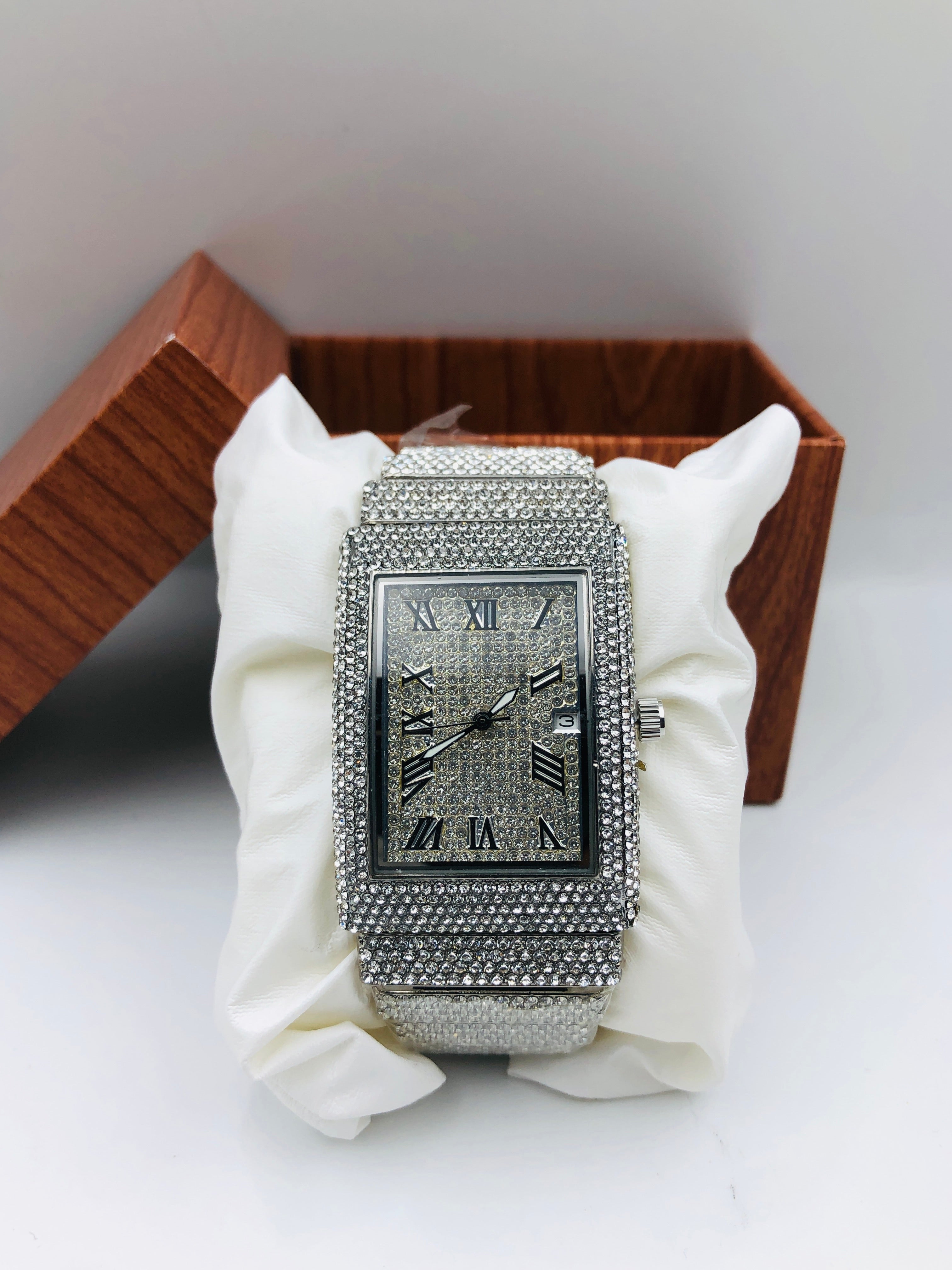 Ice Dot Square Dial - Article #681 - Silver - Silver Dial