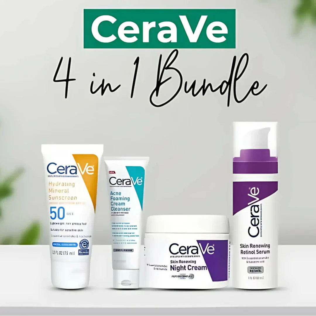 CeraVe 4-in-1 Skincare Kit - Night Cream, Sunblock, Cleanser & Serum
